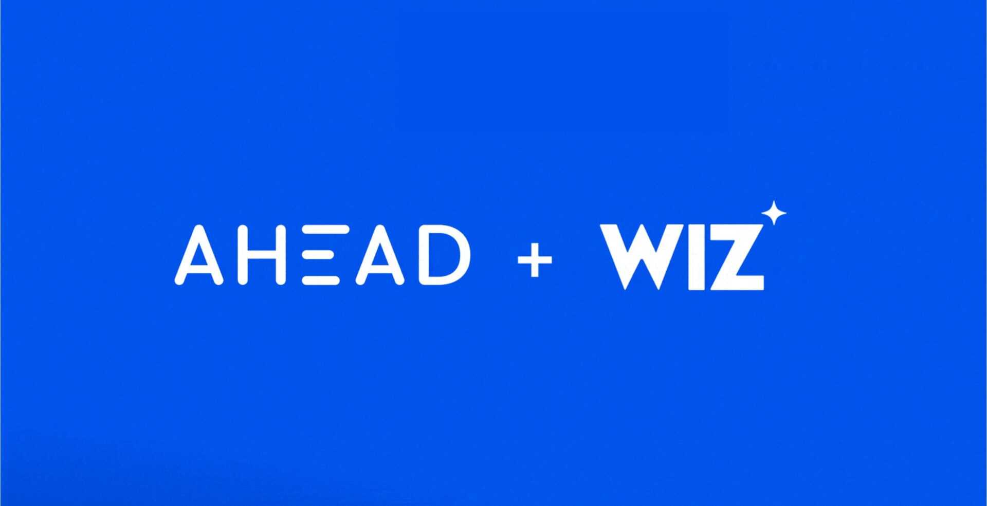 company logos for AHEAD and Wiz against a blue background